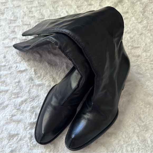 BALLY Fiora Elegant Out Seam Black Leather Knee-High Boots Italy Size 37 EU - Picture 5 of 16